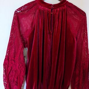 Free People -L- Raspberry Red Dream Blouse